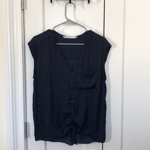 Zara Trafulac Silky Button Down Top